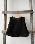 Black Sleeveless Linen Shirt