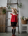 Red Polka Dot Festive Vintage Linen Shirt