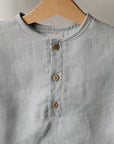 Baby Blue Short Sleeve Button Linen Shirt