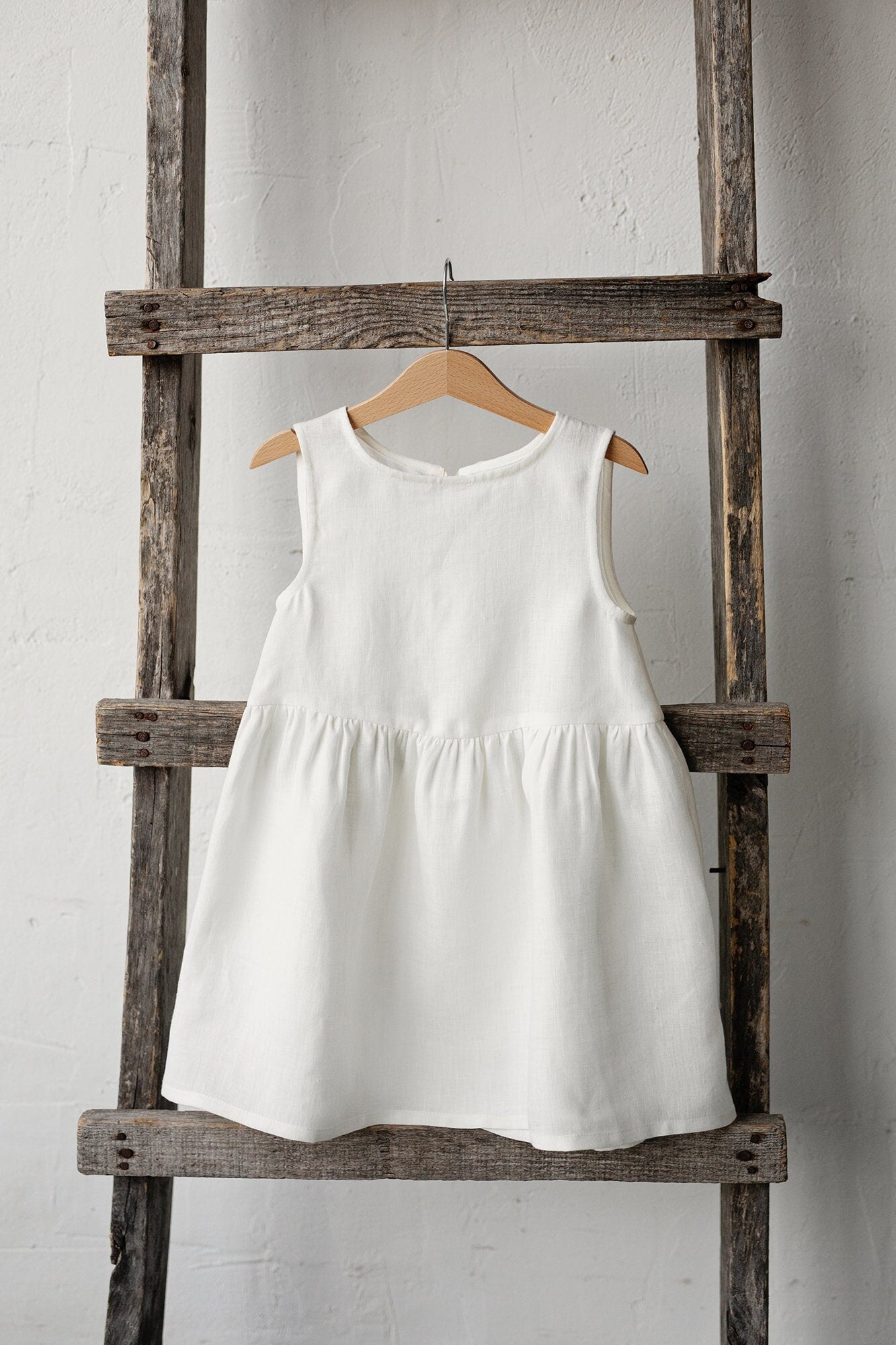 white linen smock dress NWT Sleeper Belle Linen Smocked Dress
