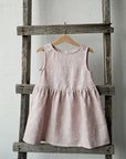Pink Polka Dot Festive Smock Linen Dress