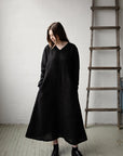 Black Daiva Linen Dress
