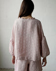 Pink Polka Dot Festive Romantic Linen Tunic