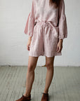 Pink Polka Dot Festive Romantic Linen Tunic