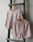 Pink Polka Dot Festive Romantic Linen Tunic