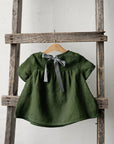 Forest Green Short Sleeve Linen Tunic