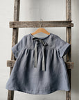 Dusty Blue Short Sleeve Linen Tunic