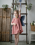 Salmon Short Sleeve Classic Linen Dress