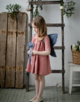 Salmon Short Sleeve Classic Linen Dress