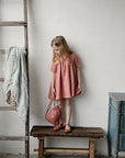 Salmon Short Sleeve Classic Linen Dress