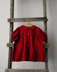 Cherry Short Sleeve Linen Tunic Dress