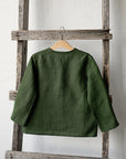 Forest Green Long Sleeve Button Linen Shirt
