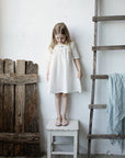 White Short Sleeve Classic Linen Dress