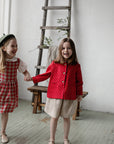 Red Polka Dot Festive Peter Pan Linen Collar Linen Jacket