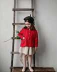 Red Polka Dot Festive Peter Pan Linen Collar Linen Jacket