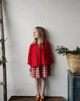 Red Polka Dot Festive Peter Pan Linen Collar Linen Jacket