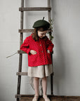 Red Polka Dot Festive Peter Pan Linen Collar Linen Jacket