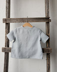 Baby Blue Short Sleeve Button Linen Shirt