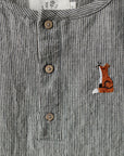 B&W Stripe Short Sleeve Button Linen Shirt