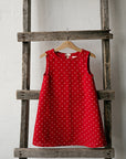 Red Polka Dot Festive Sleeveless Linen Dress