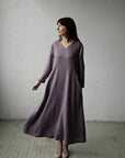 Mauve Daiva Linen Dress