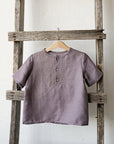 Mauve Short Sleeve Button Linen Shirt