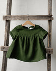 Forest Green Short Sleeve Linen Tunic