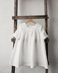 White Short Sleeve Classic Linen Dress