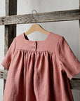 Salmon Short Sleeve Classic Linen Dress