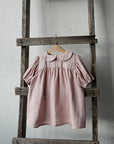 Baby Pink Short Sleeve Linen Tunic Dress