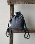 Pink Heart Linen Backpack