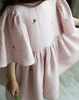 Baby Pink Exclusive Flower Linen Dress