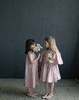 Baby Pink Exclusive Flower Linen Dress