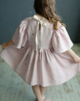 Baby Pink Exclusive Flower Linen Dress