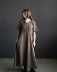 Cacao Short Sleeve Daiva Linen Dress