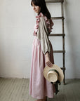 Baby Pink Long Vintage Linen Dress