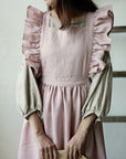 Baby Pink Long Vintage Linen Dress