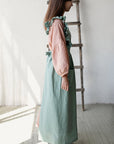Mint Long Vintage Linen Apron