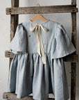 Baby Blue Exclusive Flower Linen Dress