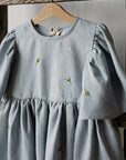 Baby Blue Exclusive Flower Linen Dress