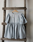 Baby Blue Exclusive Flower Linen Dress