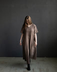 Cacao Short Sleeve Daiva Linen Dress