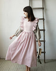 Baby Pink Long Vintage Linen Dress