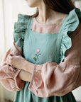 Mint Long Vintage Linen Apron