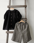 Black Gingham Short Linen Culottes