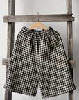Black Gingham Short Linen Culottes