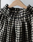 Black Gingham Midi Linen Skirt