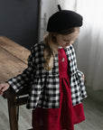 Check Festive Ruffle Linen Jacket