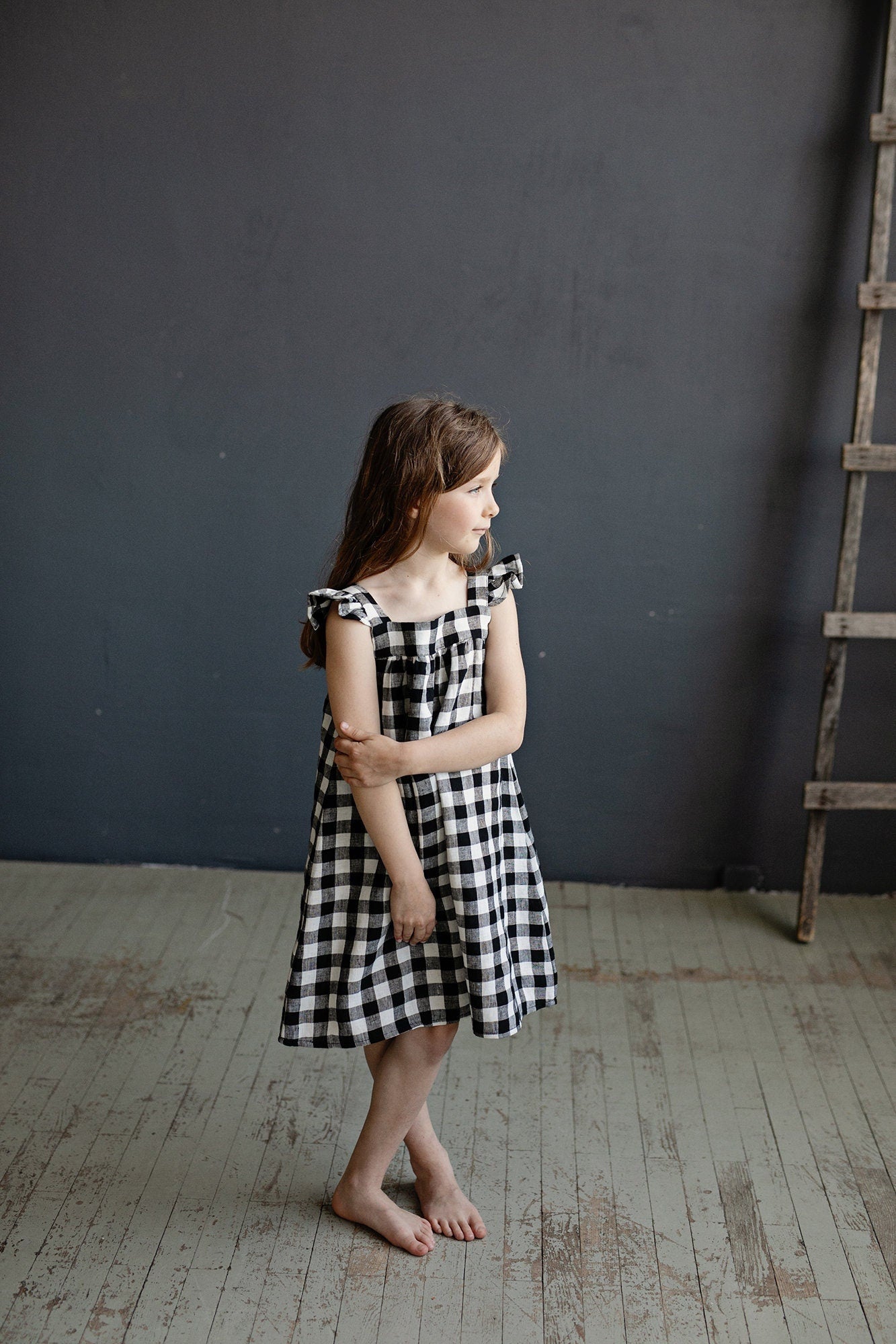 Check Festive Linen Pinafore Linen Dress – allthebeautifullinen