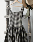 Black Gingham Cottage Linen Dress